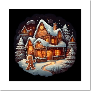 Xmas Gingerbread man house Posters and Art